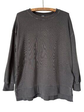 Old Navy Womens Oversized Crewneck Sweatshirt Washed Charcoal Grey XS Petite